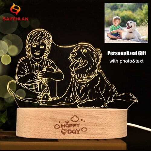 Dropshipping Customized 3D Night Light 3 Colors USB Photo & Text Custom DIY Lamps best Birthday Christmas Anniversary Gift