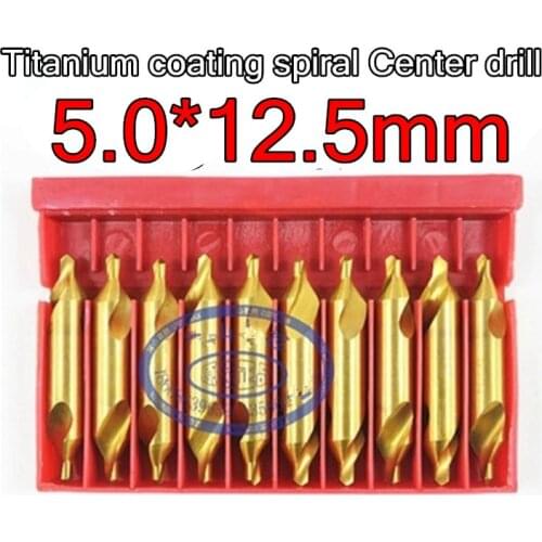 5.0*12.5mm petiole 5 pcs/set HSS 60 degrees High quality Titanium coating Spiral Groove Center drill Free shipping