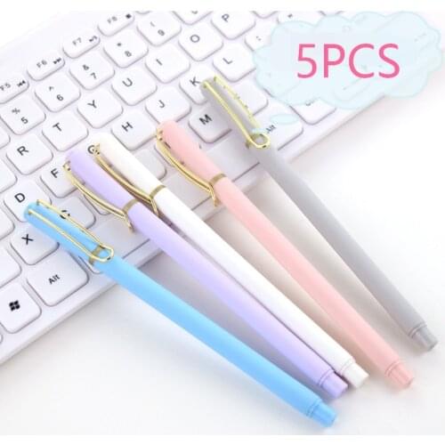 5Pcs/set Jelly color Pen 0.38mm Black Ink Gel Pen Rod for School Office Supplies Stationery Simple pen