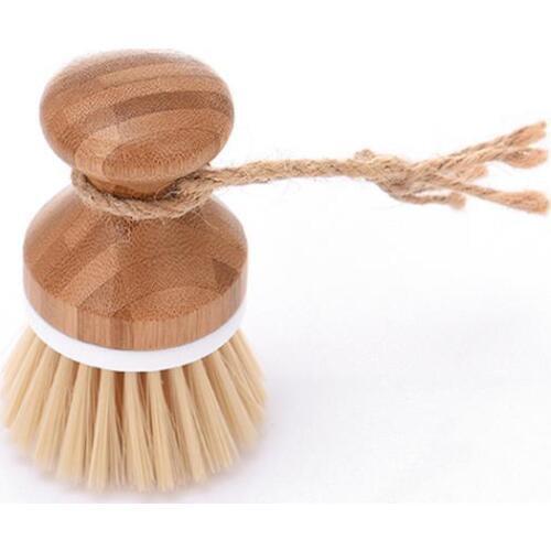 50pcs Creative Bamboo Handle Cleaning Brush Pan Dish Bowl Pot Brush Household Kitchen Cleaning Tools SN3338