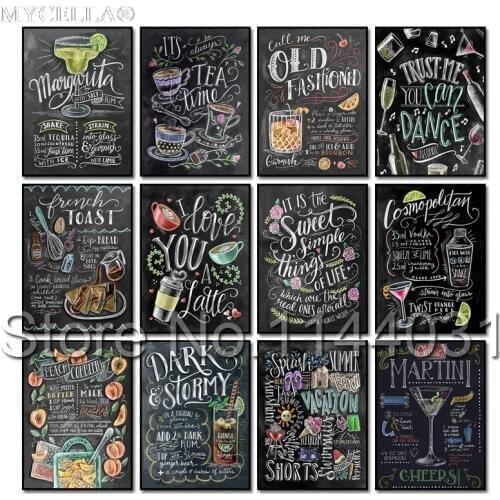 5d Diy Diamond Embroidery Colorful Chalkboard Diamond Painting Cross Stitch Full Sweet Tea Recipe Chalk Rhinestone Mosaic Decor