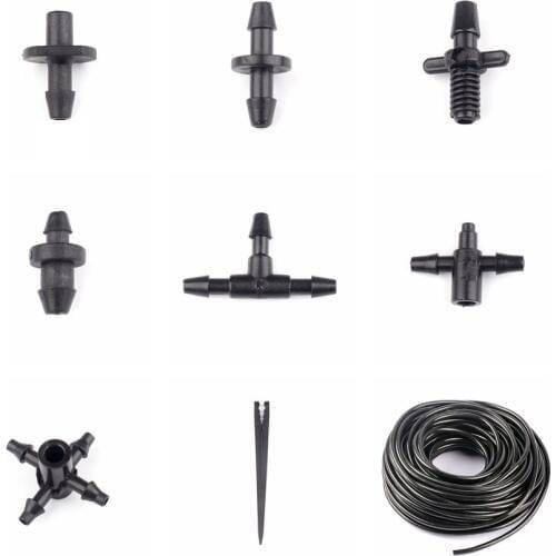 60pcs 8Kinds 3/5mm Garden Hose Connectors Micro Drip Irrigation System Water Hose Tee Pipe Splitters Hose Plug Water Connectors
