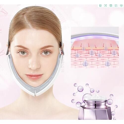 Chin V-Line Up Lift Belt Machine Red Blue LED Photon Therapy Facial Lifting Device Face Slimming Vibration Massager V-Face Care