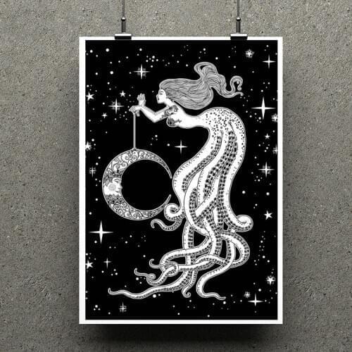 AZSG Octopus Girl / Moon Clear Stamps For Scrapbooking DIY Clip Art /Card Making Decoration Stamps Crafts