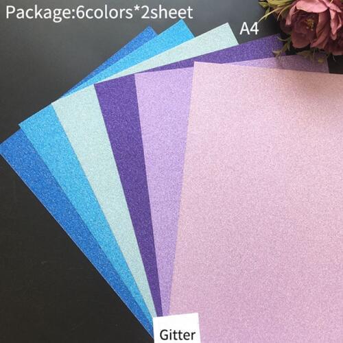 WYSE 12pc Cardstock Background Glitter Paper Card A4 250gsm Scrapbooking Paper Pads Paper Origami for DIY Art Craft stamp dies