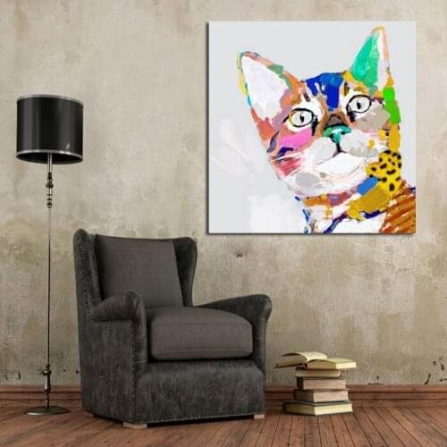 Big Eyes Cute Silly Cow Wall Picture Canvas Hand Paint Chinese Wall Art Wall Pictures For Living Room Decor