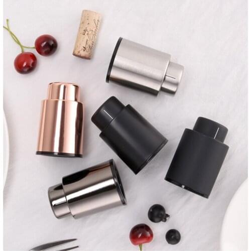 Black ABS Vacuum Wine Bottle Stopper Sealed Storage Vacuum Memory Wine Stopper Push Style Wine Corks Bar Tools