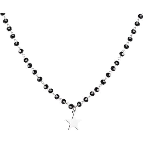 Stainless Steel Geometric Star Choker Necklace For Fashion Women Black Crystal Beads Chain Jewelry Chokers Accessories Gift 2021