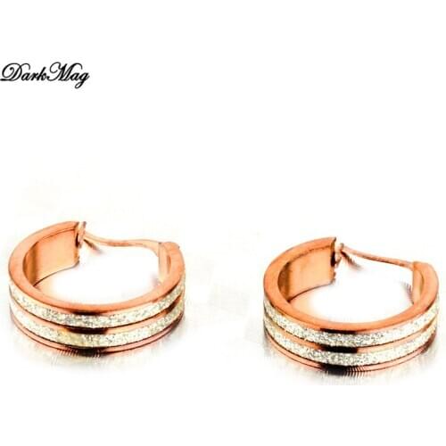 DarkMag INS Rose Hoop Huggies Earrings SmallCircle Hoops CC Shape Statement Earrings Women Girls Unique Metal Jewelry