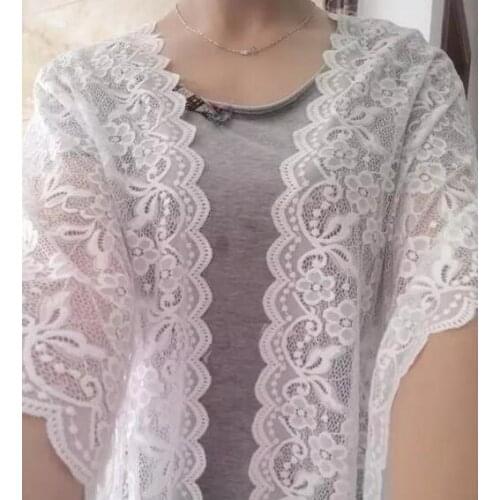 1 Meter White Elastic Lace Trim Super Wide Stretchy Lace Fabric Sewing Craft DIY Garment 40cm Width