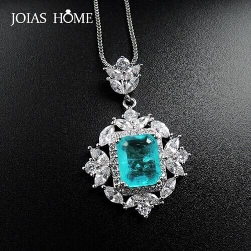 JoiasHome 925 Sterling Silver Paraiba Gemstone Fashion Earrings Rings Necklaces for Woman Wedding Jewelry Sets Wholesale