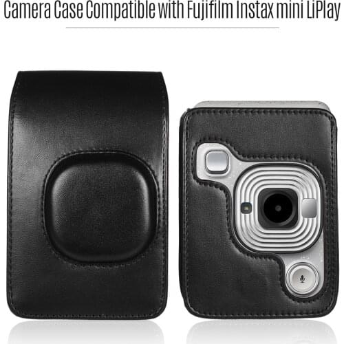 Compact Instant photo Camera backpack Case Bag PU Leather with Shoulder Strap Compatible with Fujifilm Fuji Instax mini LiPlay