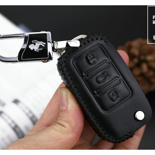 Leather Car Key Case Cover For Volkswagen For VW Passat Golf Jetta Bora Polo Sagitar Tiguan New Auto Key Cover keyless Holder