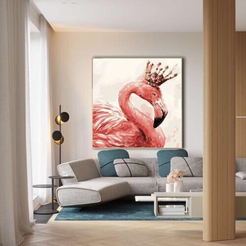 Oil Painting By Numbers Acrylic Paint Wall Painting Romantic Flamingo Picture Coloring By Numbers on Canvas Home Decor