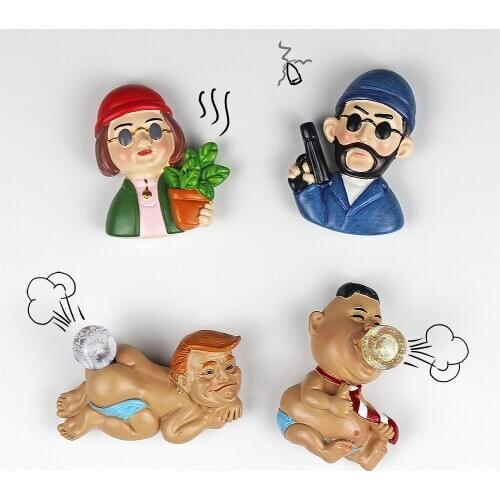 Matilda Leon Cartoon Trump Home Decoration Celebrit Funny USA President Magnetic Stikcer Polyresin Fridge Magnet Souvenir