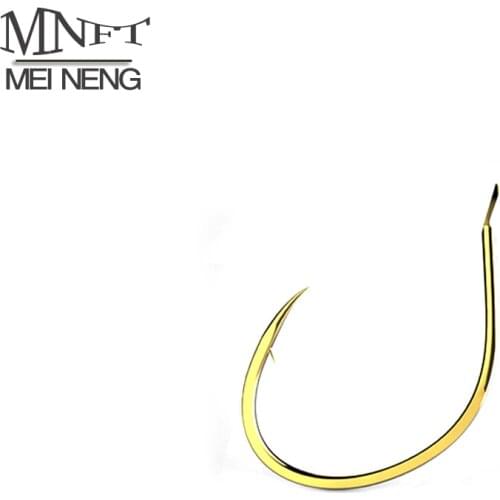MNFT 10 Pcs/Bag Gold Barded Raft Fishing Hooks Imported Japan Carbon Steel Fishing Sharp Hooks Sizes 6#,7#,8#,9#,10#,11#,12