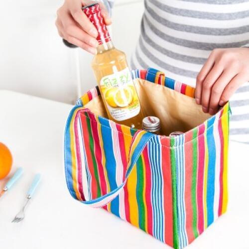 Fashion Stripe insulation cold protection portable bag,useful storage bag 21*13*20cm free shipping