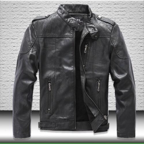 Zipper Leather Jacket Motorcycle Men 2021 New Fleece Bomber Jacket Autumn Winter Faux Leather Coat Mens Biker Jacket Outwear