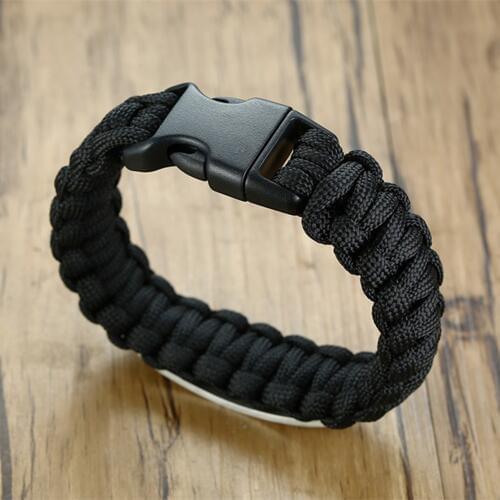 BONISKISS 2020 Mens Outdoor Sports Bracelets Stainless Steel Engrave Cuff Bracelet Man Leather Weave Bangle Jewelry Bijoux