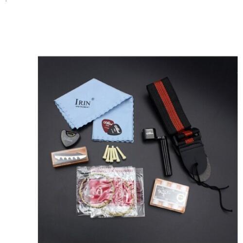 9-in-1 Acoustic guitar parts and accessories Kit Set Tuner Picks Plectrum Case Strap Capo Pin Peg String Winder Cleaning Cloth