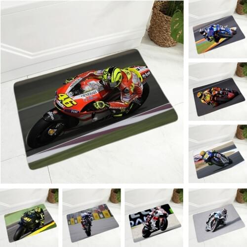 Motorcycle Racing Floor Door Mat Non-Slip Decor Mobile Bike Doormat Soft Flannel Rug for Hallway kitchen Room Carpet 40x60cm