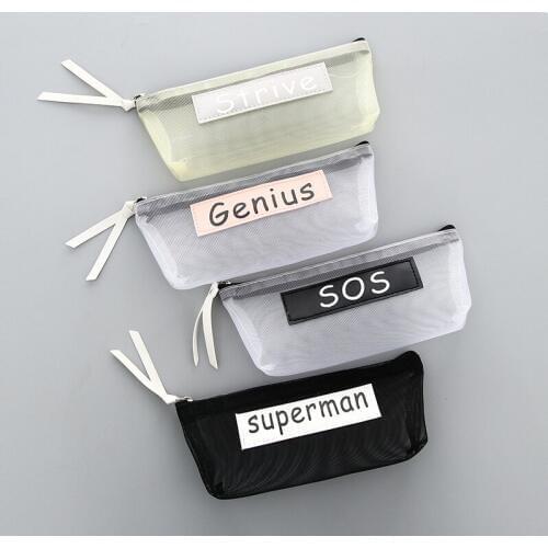 Nylon Transparent school pen case fabric pencil bag etui a crayons cuir pencil pouch stifte tasche pencil case school bag 04969