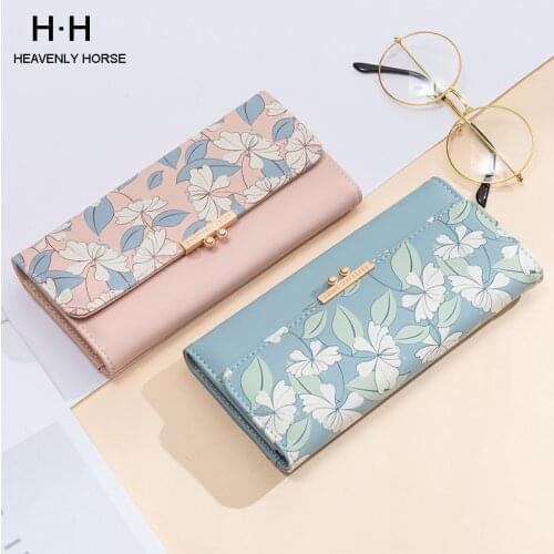 New Arrival Sweet Fashion Printing Womens Wallet Ladies Long Section Coin Purch PU Wallet Card Package