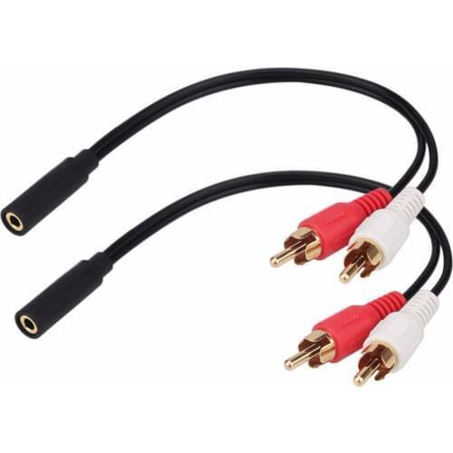 2pcs/lot RCA to 3.5mm Stereo Female Mini Jack Male Plug Audio Adapter Dual Male Y Cable