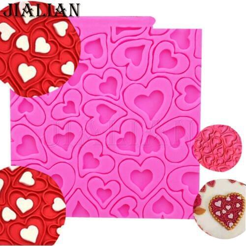 Hollow Love Lace Mat Silicone Mold Heart pattern border Mould Cake Fondant Decorating tools T0857