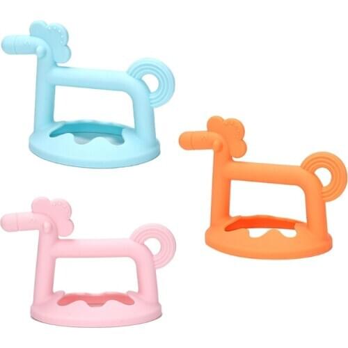 Newborn Teething Molar Baby Silicone Teether Cute 3D Horse Shape Chewable Toy P31B