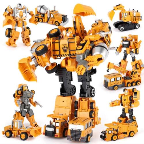 Transformation Robot Car Metal Alloy Engineering Construction Vehicle Truck Model Excavator Toys 2 in 1 Kid Crane Gifts