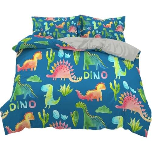 ROMANZO 2/3 Pcs Cartoon little dinosaur Duvet Cover Cartoon King Queen Single Bedding Sets Bed Set Quilt Comforter Covers