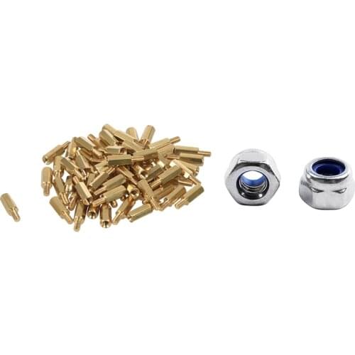 50 Pcs Stainless Steel Nyloc Nylock Lock Nuts with 50 Pcs M3 Male x M3 Female Screw Thread PCB Stand-Off Spacers