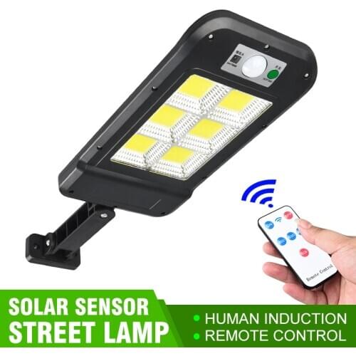 LED Solar Lamp Remote Street Wall Light Sunlight Waterproof Human Body Induction PIR Motion Sensor Multi-Mode Garden Decoration