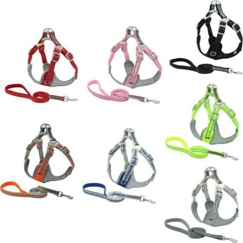Reflective Dog Harness And Leash Set Escape-Proof Adjustable Dog Mesh Vest Harness Lead For Small Medium Large Dogs