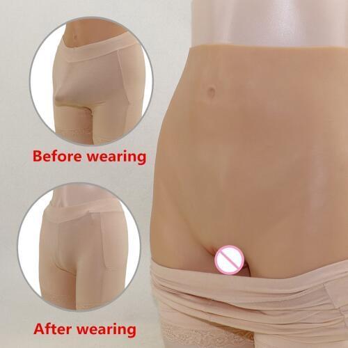 1400g Boxer Shorts Silicone Realistic Vagina Panty Shemale Crossdresser Pussy Transgender Artificial Sex Fake Underwear Enhancer