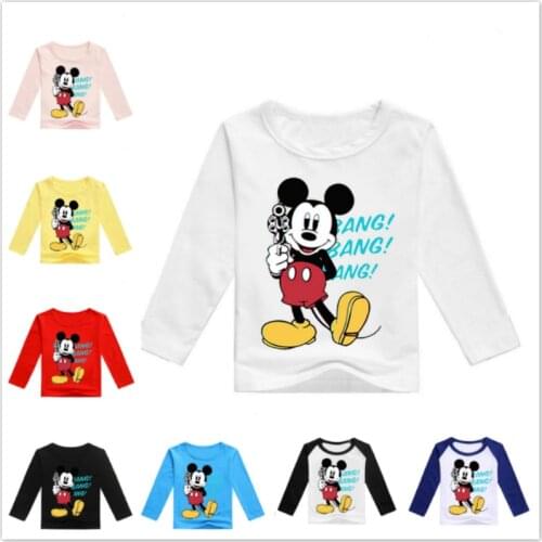 Spring Children Cartoon Mickey Mouse Print Long Sleeve T Shirt Baby Boy Clothes Kid Girls Top Tee Baby Costumes Sweatshirt 2-12T