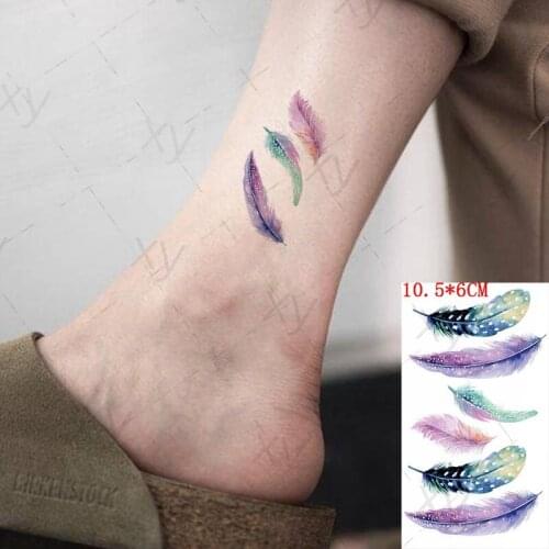 Waterproof Temporary Tattoo Sticker Color Feather Flying Bird Small Size Cool Ins Body Art Flash Tatoo Fake Tatto for Woman Men