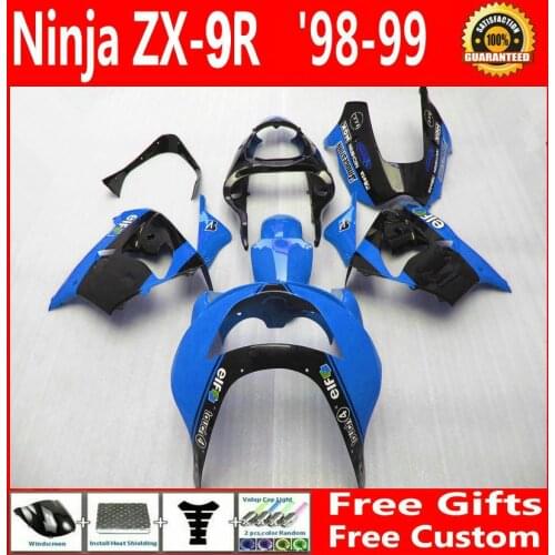 High quality plastic fairing kit for Kawasaki ninja ZX9R 1998 1999 blue black motorcycle fairings set ZX9R 98 99 PL52