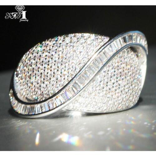 YaYI Jewelry Princess Cut 5.7 CT White Zircon Silver Color Engagement Lovers Wedding Heart Bright Girls Party Rings Gifts