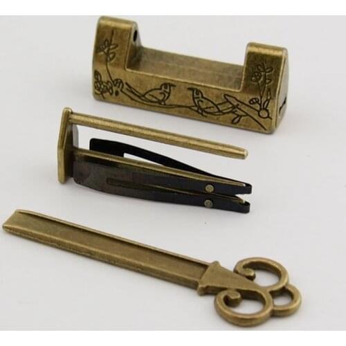 Alloy Antique Bronze Chinese Old Decorative Lock Jewelry Chest Box Lock Padlock for Wooden Wood Suitcase Drawer Cabinet