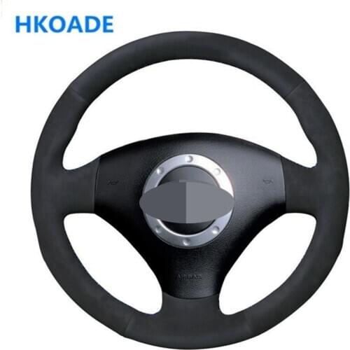 DIY Black Soft Suede Hand-stitched Car Steering Wheel Cover for Audi A2 8Z A3 8L Sportback A4 B6 Avant A8 A6 C5 D2 TT 8N S3 S4 R