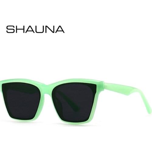 SHAUNA Retro Cat Eye Women Sunglasses Fashion Gradient Mirror Eyewear Shades UV400 Brand Designer Men Square Blue Sun Glasses