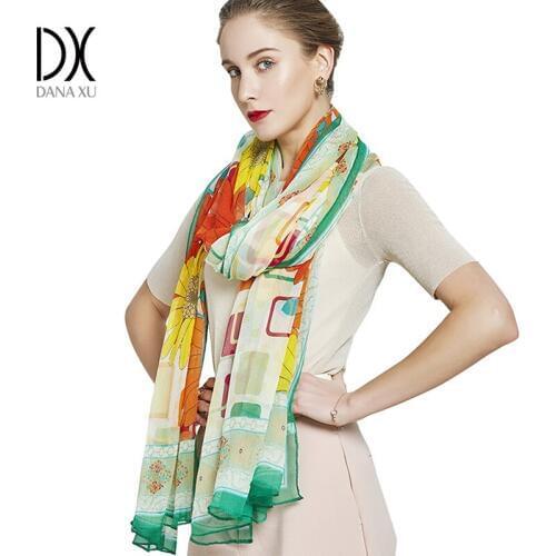 Ladies Silk Scarf New Luxury Brand Flower Womens Scarves Designer Summer Beach Blanket Bandana Muslim Hijab Foulard Pashmina