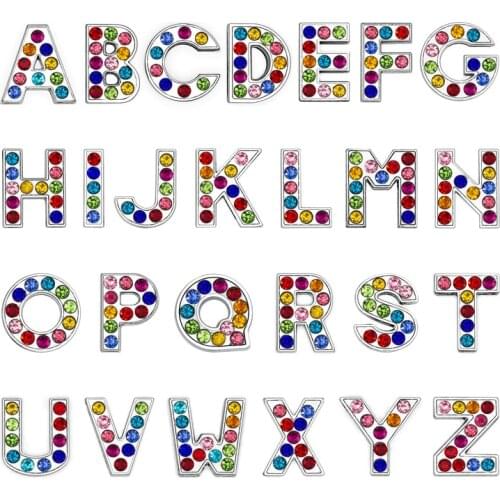 10 piece Internal Dia 8mm slide Charm Color English letters DIY Accessories fit 8mm wide belt pet collar