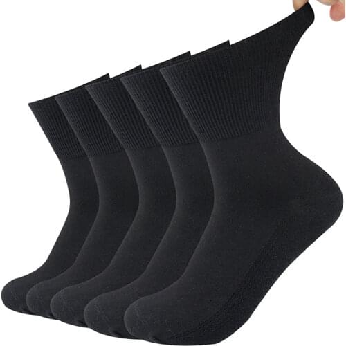 5 Pairs/Lot Diabetic Socks Non-Binding Loose Top Ankle Socks Cotton Material Non-slip and Breathable