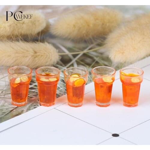 5Pcs 1:12 Dollhouse Miniature Food Lemon Tea Cups Doll House Drinks Model Toy
