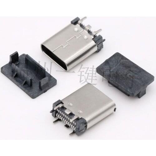 50pcs/lot USB3.1 female socket type-C interface 24P vertical SMT H=10.5mm 9.3mm 4-pin straight plug