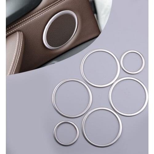 6pcs Silver Interior Door Speaker Ring Cover Trim Fit For BMW X5 E70 2007 2008 2009-2012 2013 X6 E71 2008 2009 2010 2011-2014