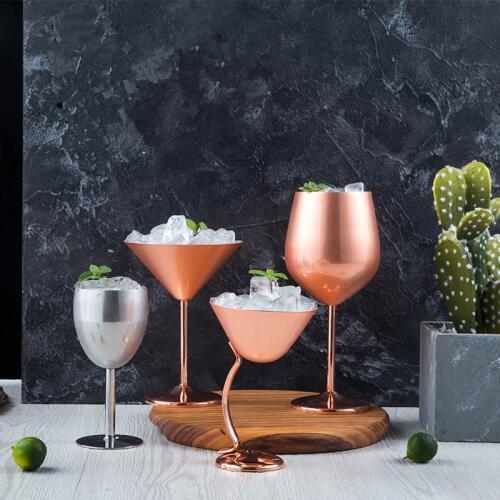 304 Stainless Steel Red Wine Glass Silver Rose Gold Goblets Juice Drink Champagne Goblet Party Barware Kitchen Tools 500ml